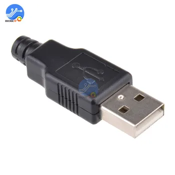 10 pc-uri de Tip Masculin USB 4 Pini Mufa Conector Negru Cu Capac de Plastic Adaptor