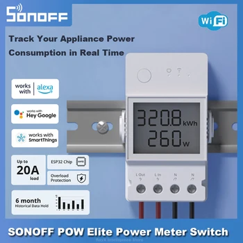 SONOFF POW Elite 16A/20A Metru de Putere Smart Switch Protectie la Suprasarcina Real Timer Inteligent de a Lucra Acasă cu eWeLink Alexa de Start Google