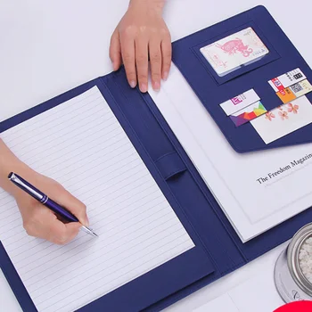 Portofoliu personalizat Stil Nou A4 Titularul Fișier Notă Pad de Hârtie de 30 de Coli Portable Document de Afaceri Geanta Fashion ID-ul Cartelei