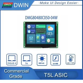 DWIN TFT LCD De 5 Inch, 800*480 262K Culori HMI Smart Home Touch Panel Clasele Comerciale UART Modul DMG80480C050_04WTC WN