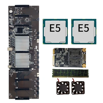 BTC-X79 Miniere Placa de baza 9XPCI-E X16 3060 Grafică Slot 60mm despre lga2011 DDR3 RECC cu 8G DDR3+SSD 120G+2X 2620 CPU+2XFan