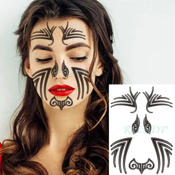Impermeabil Tatuaj Temporar Autocolant Noua zeelandă Totem Tribal Maori Față de Artă Flash Tatuaj Fals Tatuaj pentru Femei Barbati
