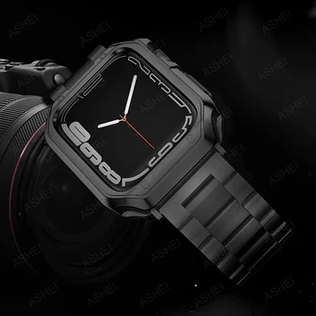2set pentru apple watch 44mm 45mm band + caz iwatch se 40mm 41mm curea din Otel Inoxidabil caz TPU pentru apple watch 7/6/5/4/3 42mm 38