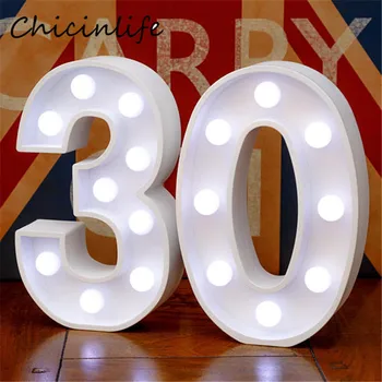 Chicinlife 2 buc 30/40/50/60/70/80 Numere Lumina de Noapte LED Lampă Fericit Ziua de naștere Semn Aniversare în Picioare Agățat Decor Petrecere