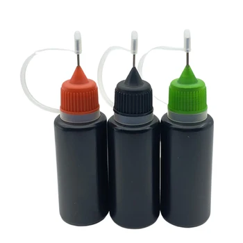 5pcs Moale Container Gol 15ml Flacon Picurător din Plastic Negru Cu Ac de Metal Capac Pentru Ulei Esential de Lichid PE Flacon