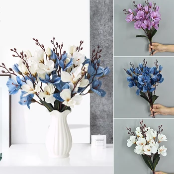 Mătase Artificială Buchet De Flori De Simulare Magnolie, Orhidee, Floare De Recuzită Fotografie Fals Plante, Living Decor De Nunta