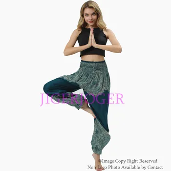 JIGERJOGER stil Thailandez 100% Bumbac yoga Legging Teal blue Drept harem pantaloni betelie Elastica pantaloni de plajă gratuit picătură de transport maritim