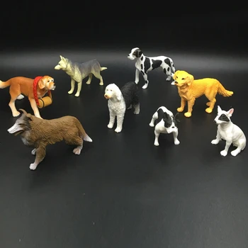 8pcs/set 1:10 Faimosul Câine Model Câine Kit Jucării Simulare pe Model Animal mongolă animale de Companie Husky de Acțiune Figura Jucărie Pudel
