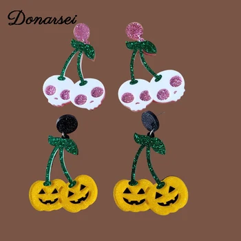 Donarsei Halloween Cherry Dovleac Picătură Cercei Pentru Femeile Sfinților Costum Cosplay Craniu Fantomă Cherry Legăna Cercei De Partid