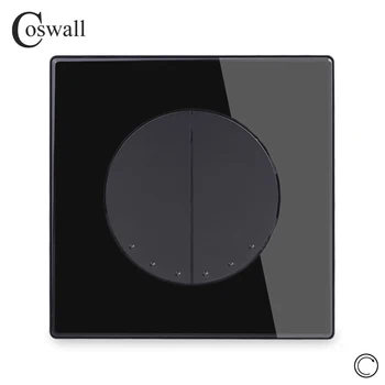 Coswall 2 Banda De Resetare Puls Cortina Comutator De Moment De Contact Apăsați Butonul Întrerupător De Lumină Negru Panou De Sticlă L66/L88 Serie