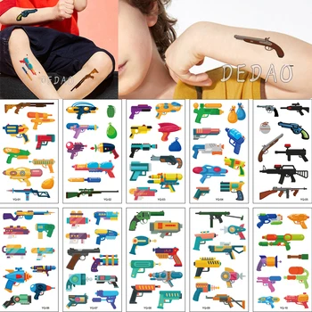 10buc Tatuaj Fals Autocolante Pentru Copii Băiat de Desene animate se Răcească Pusca Pistol de Tatuaje Temporare pentru Copii Impermeabil Tatuaj Art Tatoo