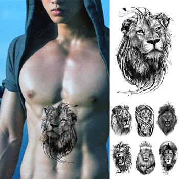 Impermeabil Tatuaj Temporar Autocolant bestia animale schiță realistă Tatuaje Leu Loialitatea față de Familie Body Art Brațul Fals Tatuaj Bărbați Femei