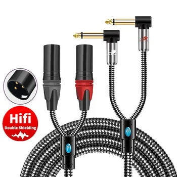 Cablu Audio Hifi Dual 1/4 Inch TS Mono Jack 6.35 mm la 2 XLR 3-Pini de sex Masculin pentru Amplificator Mixer Consola OFC Cabluri Ecranate 1M 2M 3M