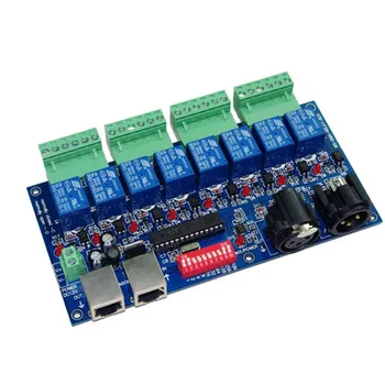 1 buc 8CH comutatorului Releului Controller dmx512 XLR+RJ45 dmx512 decodor