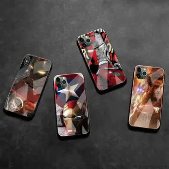 Marvel super-Erou Iron Man Caz Telefon din Sticla Temperata Pentru iPhone 13 12 Mini 11 XR Pro XS MAX 8 X 7 Plus SE 2020 de acoperire