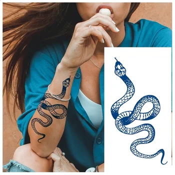 Rezistent La Apa Șarpe Autocolant Tatuaj Temporar Durată Suc De Cerneală Fals Scorpion Loong Dragon Fals Tatuaj Rece Pentru Oamenii De Arta Corp Negru