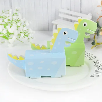 10buc 3D Dinozaur Cutie de Bomboane Verde Albastru Trata Cookie Cutii de Cadouri Pentru Copii Dino Temă Petrecere de Aniversare Cadou Pakcing Decor Copil de Dus