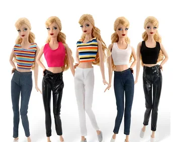 Moda 1/6 BJD Papusa Set Haine pentru Barbie Haine Culturilor Rezervor de Top Pantaloni Pantaloni 11.5