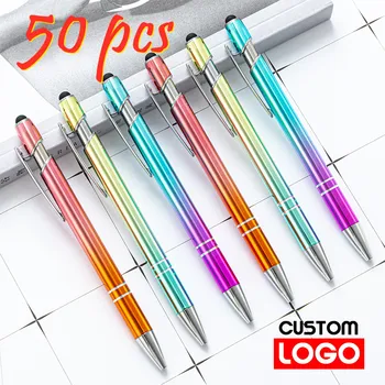 50pcs Metal Pix de Birou Școală de Publicitate Stilou Touch Screen Pen Logo-ul Personalizat Gravura Text Gravare cu Laser Personalizat Pen