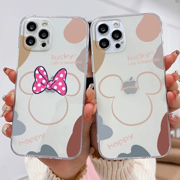 Disney Mickey Minnie Anime Telefon Caz Pentru Apple iPhone 13 12 11 Pro Max mini XS XR X 8 7 6S 6 5S Plus Transparent cu Capac de Silicon