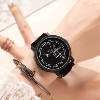 Femei cuarț ceas piele Mathe matical formula printuri de moda ceas de mână pentru bărbați cauzalitate relogio masculino erkek kol saati cuplu