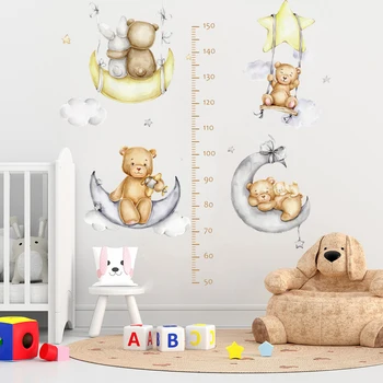 Urs drăguț Înălțime Măsură de Autocolante de Perete pentru Copii Baieti Fete Decorare Camera Copilului Desene animate de Animale Stele Grafic de Creștere Tapet