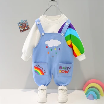 Copii Băieți Fete De Îmbrăcăminte Seturi 2022 Primavara Toamna Pentru Copii Rainbow T Shirt Pantaloni Copii Sport Casual Haine Pentru Sugari Tinuta