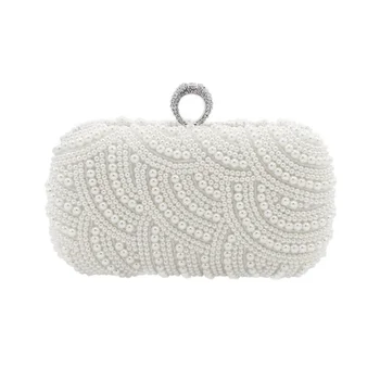 Mâna făcută de Lux Pearl saci de Ambreiaj pentru Femei Geanta Diamond Lanț alb Saci de Seara pentru Petrecerea de Nunta negru Bolsa Feminina