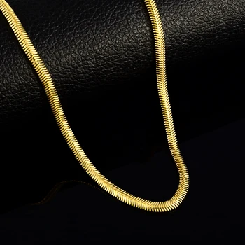 De Vânzare la cald Bărbați Coliere Lanț Real cu Aur de 24k Culoare 4MM 50cm Șarpe Lanț Coliere Pentru bărbați Bijuterii