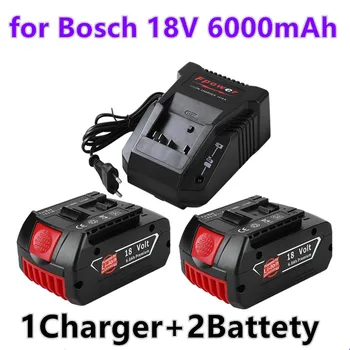 18V Acumulator 6,0 Ah pentru Bosch masina de gaurit 18V litiu-ion baterie BAT609, BAT609G, BAT618, BAT618G, BAT614 + 1 incarcator