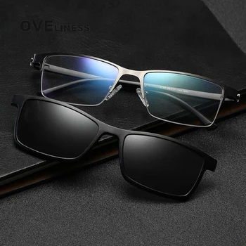 Miopie rame Ochelari de vedere ochelari cadru bărbați Ochelari baza de Prescriptie medicala Optice, ochelari de soare Metal Moda Polarizate Magnet Clip Ochelari