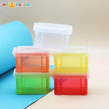 Fierbinte！Colorate Casă De Păpuși În Miniatură De Plastic Transparent Mini Blocare Cutie De Depozitare Piața Casă De Joacă Jucării Cu Capac