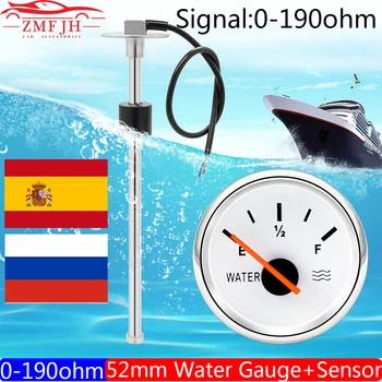 Personalizate din Oțel Inoxidabil Marin Indicator de Nivel al Apei Senzor+Apă Nivel Metru cu Iluminare de fundal Roșu 0-190ohm Pointer Indicator 52mm