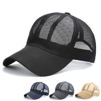 Ochiurilor De Plasă Respirabil De Vară Capace Femei Bărbați Coada De Cal Titularul De Sport Tenis De Baseball Capac Casual Snapback În Aer Liber Reglabil Trucker Hat