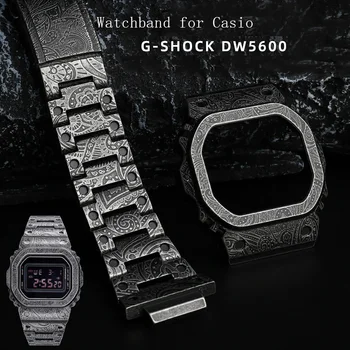 Inoxidabil 316L gravură de Epocă model De Casio G-Shock DW-5600 DW5610 GMW-B5000 Curea Bezel Rama Watchband Caz de Metal curea