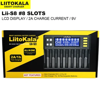 LiitoKala Lii-S8 18650 Incarcator Display LCD Universal Încărcător Inteligent pentru 32700 26650 18650 18350 21700 18500 AA baterie AAA