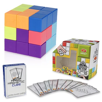 YJ DIY Magnetice Cub de Blocuri 3D Magnet Faianta 7Pcs Set de Viteza Puzzle Cub 54pcs Ghid de Cărți IntelligenceToys Pentru Copii