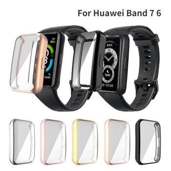 Ceas de Caz Pentru Huawei Band 7 6 Moale TPU Full Screen Capac de Protecție Pentru Onoare Trupa 6 Protector Caz Cadru Barei de protecție Coajă de Piele