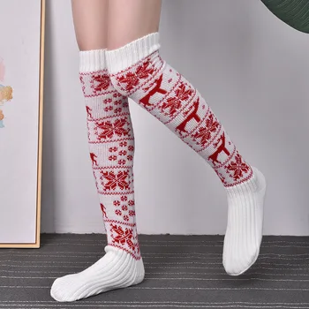 2022 Crăciun Ciorapi de Femei Lungi Tricotate Ciorapi Pentru Fete Femei Femei de Iarnă Tricot Coapsa Inalta Șosete Peste Genunchi Șosete