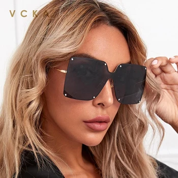 VCKA Siamezi Pătrat Supradimensionat ochelari de Soare Femei 2020 Brand de Lux UV400 Înaltă Calitate de metal fără rame, Ochelari de Soare Zonnebril Dames
