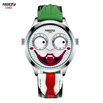 NIBOSI Clovn Design Cadran Bărbați Ceasuri Sport rezistent la apa Moda Joker Cuarț Ceas pentru Bărbați din Piele Ceasuri Relogio Masculino