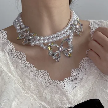 Multi-stratificat Perla Cravată Colier pentru Femei Lanț Pandantiv Coliere & Pandantive Coliere Bijuterii de Moda