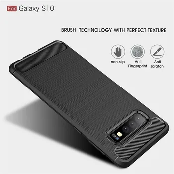 Pentru Samsung Galaxy S8 S9 Plus S10 5G S10E Caz Fibra de Carbon Acoperire rezistent la Șocuri Telefon Caz pentru Nota 8 9 10 Pro