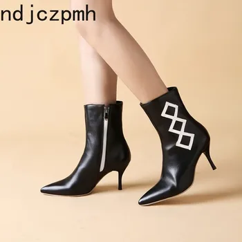 Cizme femei De iarna Noi Culoare de potrivire a Subliniat fermoar toc Înalt cizme Martin pantofi pentru Femei plus dimensiune 35-47 Inaltime Toc 8cm