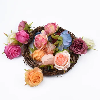 5Pieces Flori Artificiale Perete pentru Nunta, Accesorii de Mireasa Clearance-ul Home Decor Scrapbooking Diy Cadouri lucrate Manual Trandafiri de Mătase