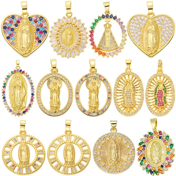 Juya Decor Handmade 18K Aur Adevărat Placat cu Sfânta Fecioară Maria Farmecele Pentru DIY Religioase Medalii Pandantiv Creștină a Face Bijuterii