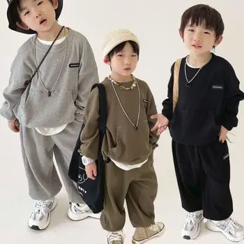 Toamna de Moda coreeană Copii modelului Purta Băiat Fată modelului Sport Costum Casual Pierde Gât Rotund Maneca Lunga Top+Pantaloni Set 2 buc