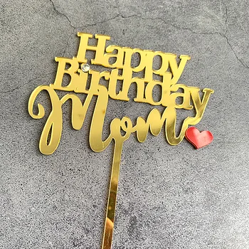 Noi Mama Tatălui Happy Birthday Cake Topper De Aur Mama Acrilice Tort Fân Steaguri Pentru Mama Tata Petrecere Decoratiuni Tort