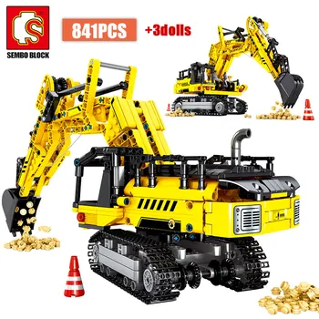 SEMBO Excavator Camion de Constructii Tehnice Construcții de Blocuri Oraș Inginerie Mașini Mecanice Cărămizi Jucarii si Cadouri pentru Copii Băiat