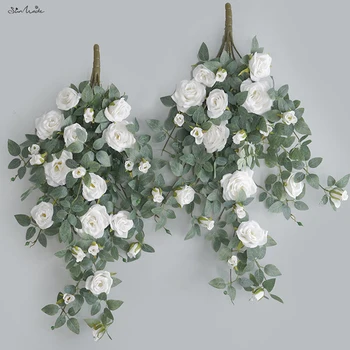 SunMade Lux Mare A Crescut Rattan Matase Flori Artificiale Acasă Nunta Decor Agățat De Perete Decor De Viță De Vie Cununa Flores Artificales